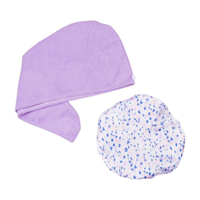 Set kapa za tuširanje i turban CALA Pink Hues Leopard 69257 - Slika 2